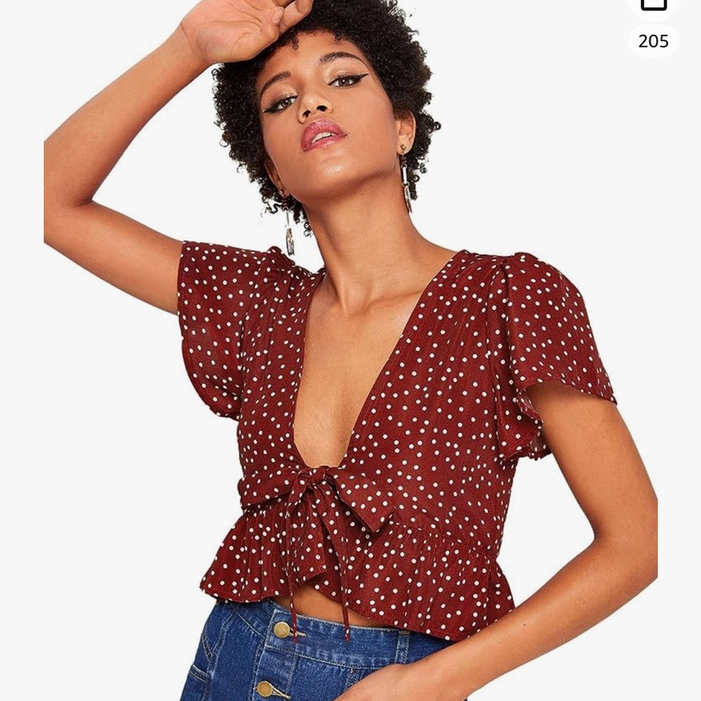 3 for $10! Burgundy tie front top